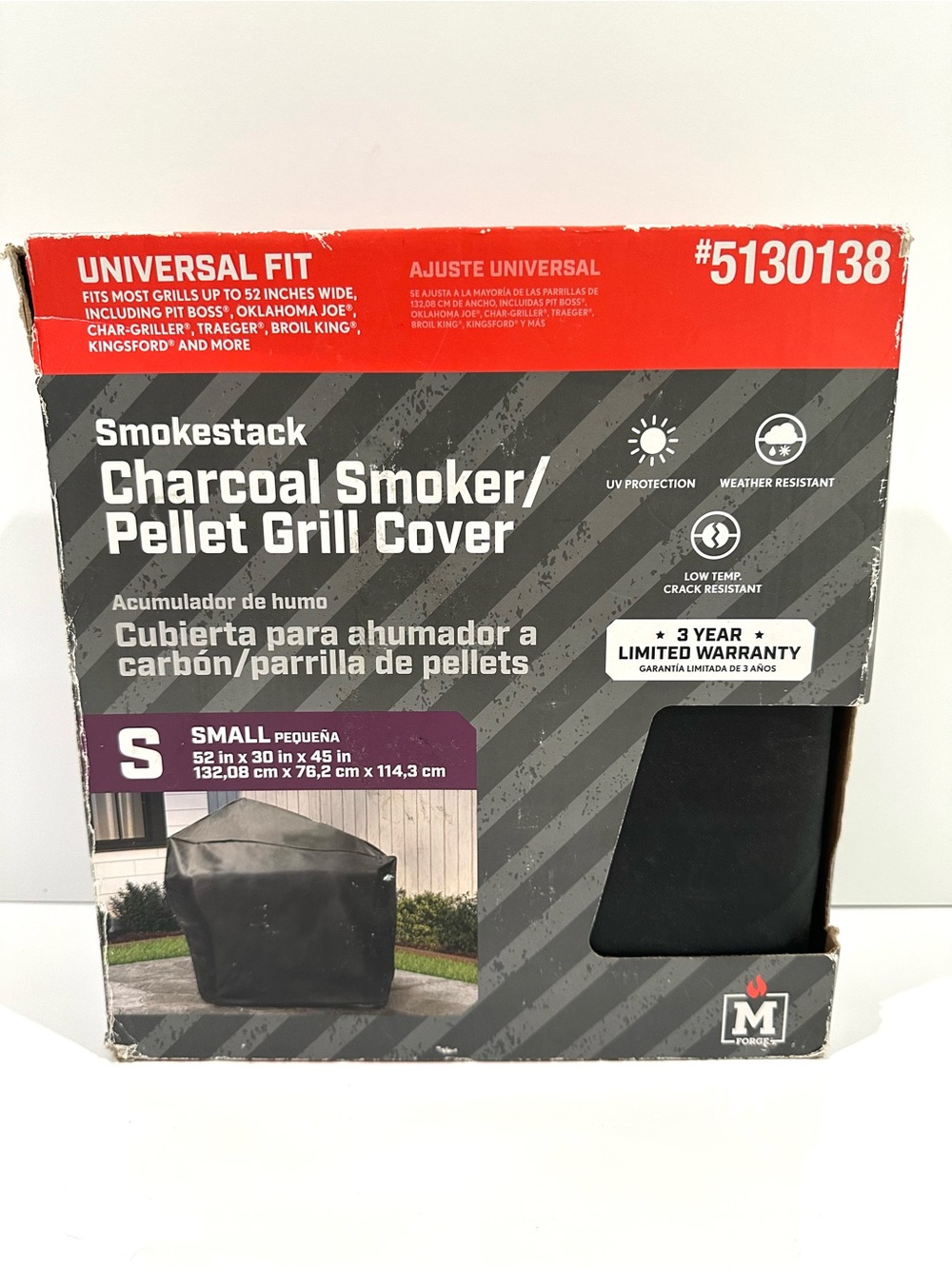 New Master Forge Universal Small Charcoal Smoker/Pellet Grill Cover, 52"x30"x45"